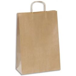  Paquet de 100 sacs kraft brun 100g à poignée torsadées, Ouverture 30 x Hauteur 40,2 x Soufflet 13 cm