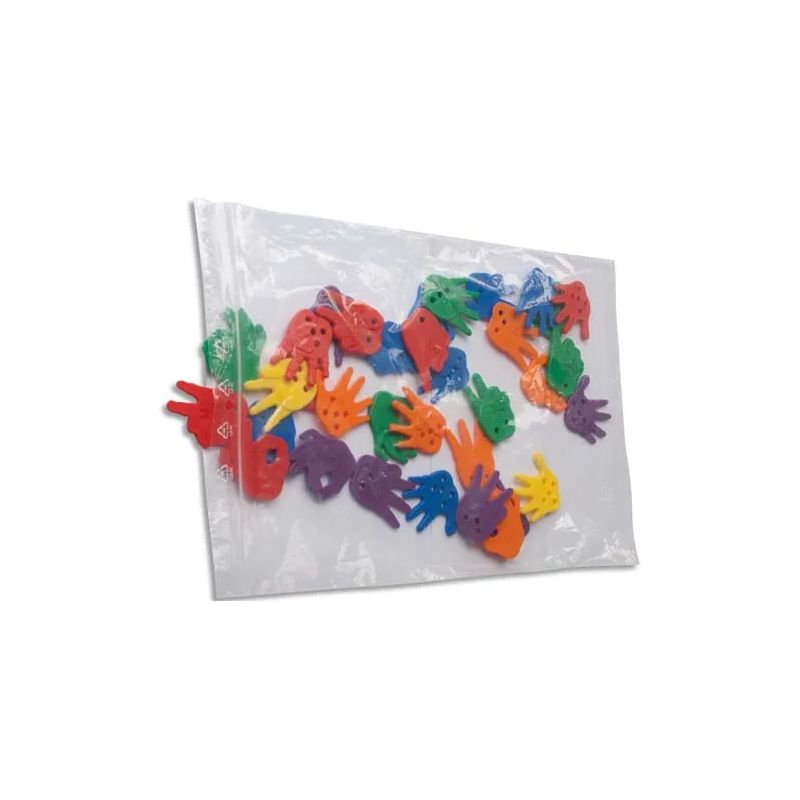 Paquet de 100 sacs, fermeture rapide en polyéthylène 50 microns - Dim. 35 x 45 cm transparent