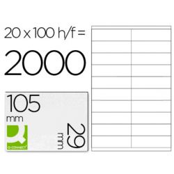 Étiquette adhésive q-connect 105x29mm coins droits imprimante jet d'encre laser copieur boîte 100 feuilles 2000 unités