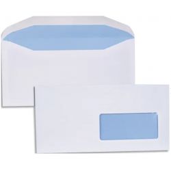 NEUTRE Boîte de 1000 enveloppes blanches gommées 80g mise sous pli automatique DL2 114X229 fenêtre 45x100