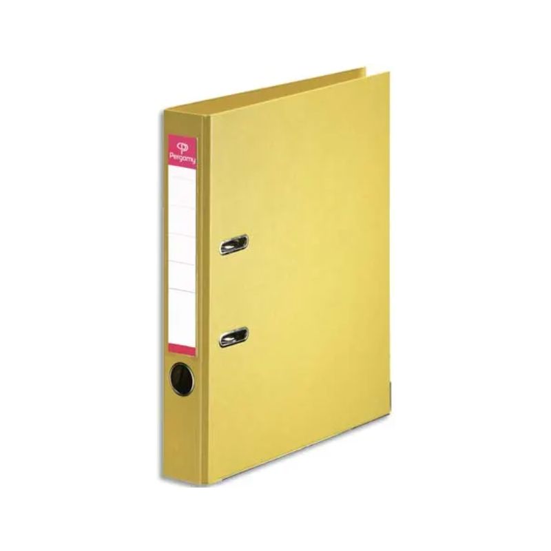 PERGAMY Classeur à levier en polypropylène intérieur/extérieur. Dos 5cm. Format A4. Coloris jaune