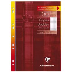 CLAIREFONTAINE Etui 100 pages Copies doubles perforées blanches A4 5x5 margé