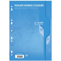 CALLIGRAPHE Feuillets mobiles bleu perf 2trous 80g 100pges grands carreaux format A4-Sous film-CAL7000