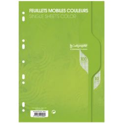 CALLIGRAPHE Feuillets mobiles vert perf 2trous 80g 100pges grands carreaux format A4-Sous film-CAL 7000