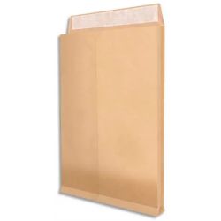 Paquet de 25 pochettes kraft armé brun 120 g, 3 soufflets de 5 cm, C4 : 229x324mm. Autoadhésive