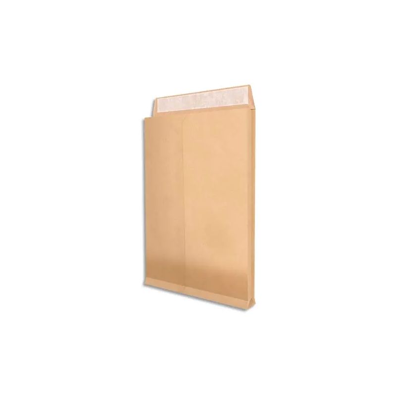 Paquet de 25 pochettes kraft armé brun 120 g, 3 soufflets de 5 cm, C4 : 229x324mm. Autoadhésive