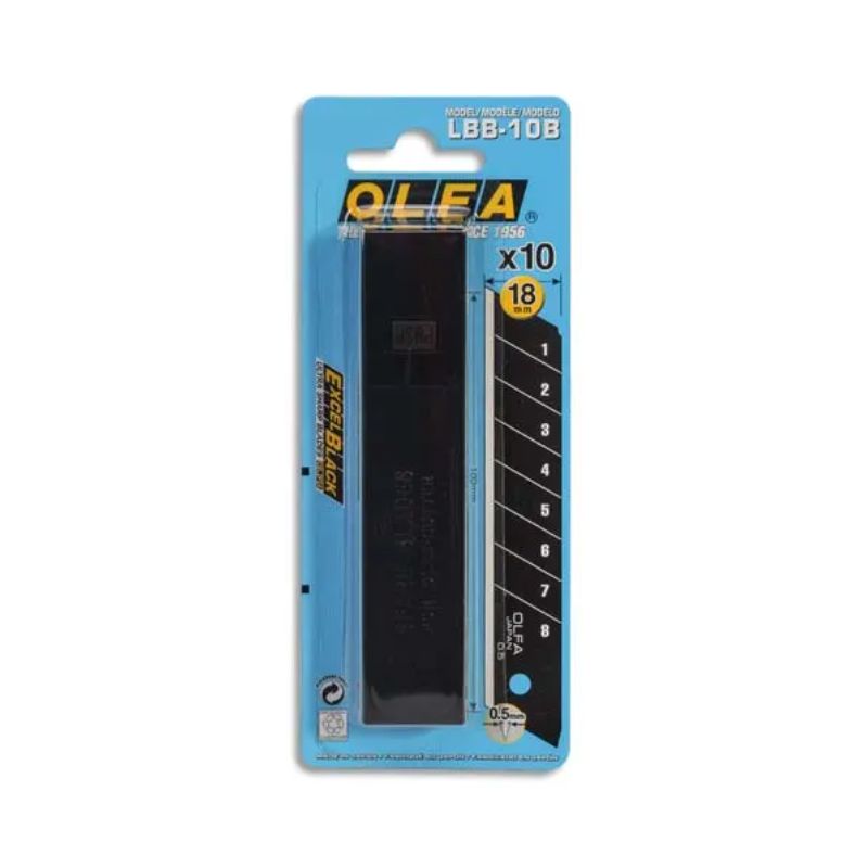 OLFA Etui de 10 lames pour cutter OLFA L1/GREEN, lame de 18mm LBB-10B