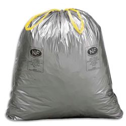 SACS POUBELLES Boîte de 100 Sacs-poubelles à liens coulissants standards 30 litres 25 microns