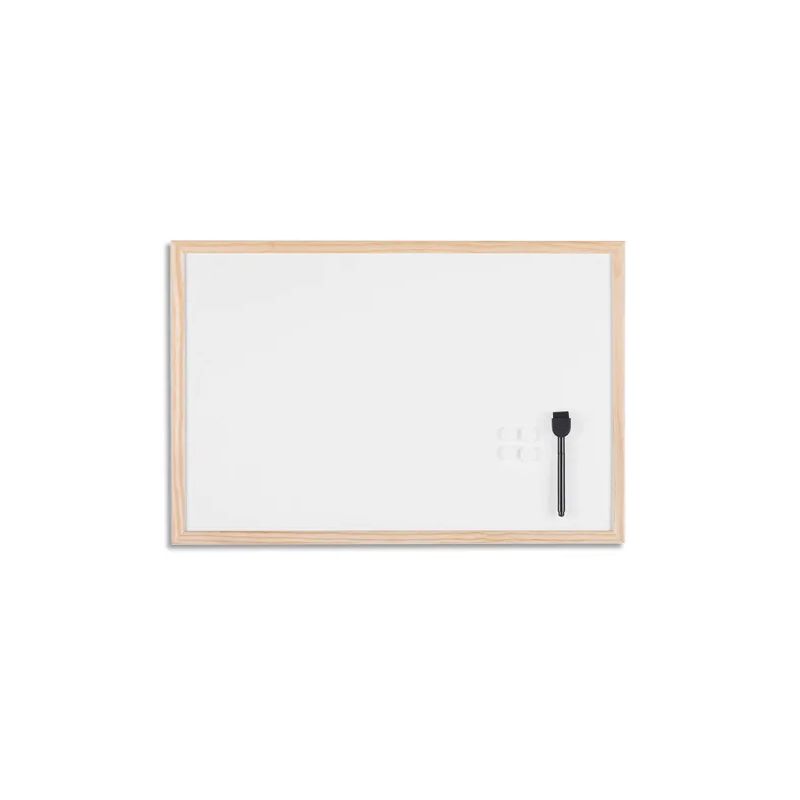 BI-SILQUE Tableau blanc magnétique, surface en acier laqué, cadre en bois  de pin. Format 60x40