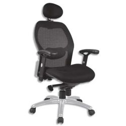 Fauteuil Tempo noir dossier résille assise Mesh, à mécanisme basculant décalé, accoudoirs fournis