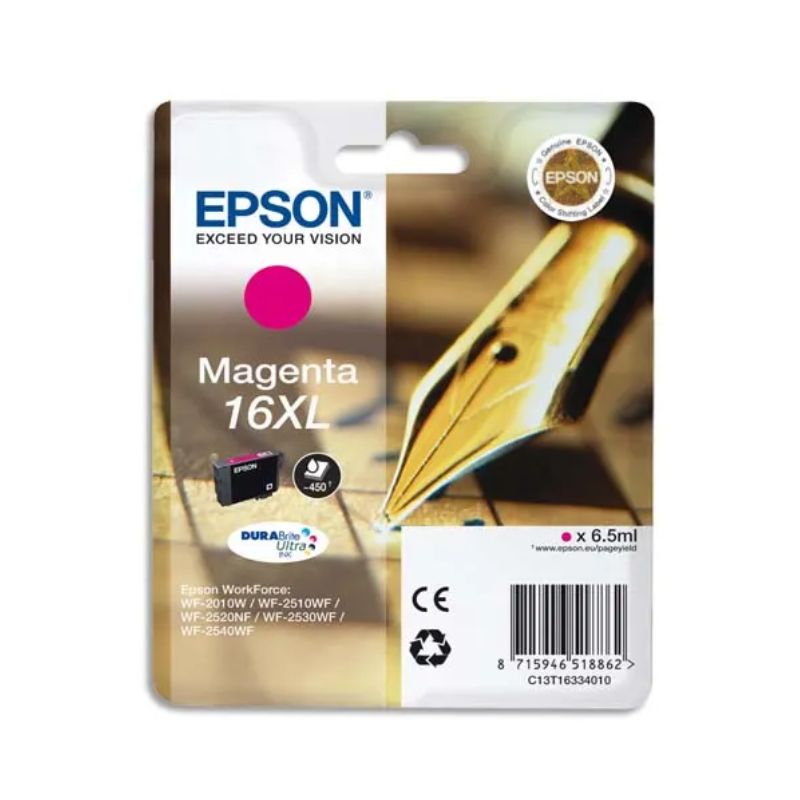 EPSON Cartouche Jet d'Encre DURABrite Ultra Magenta XL ''Stylo à plume'' 16 - C13T16334012