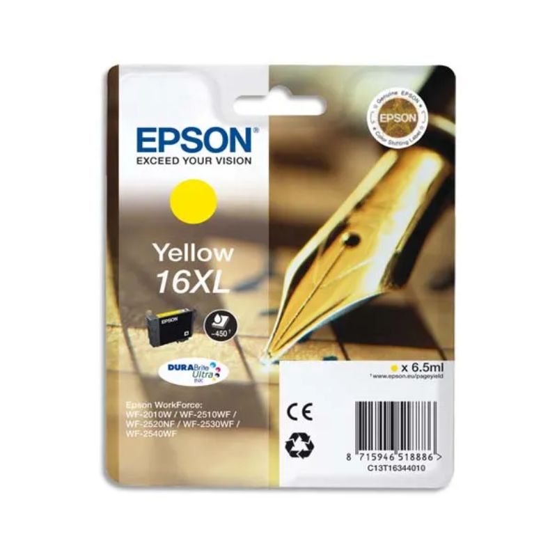 EPSON Cartouche Jet d'Encre DURABrite Ultra Jaune XL ''Stylo à plume'' 16 - C13T16344012