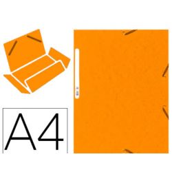 Chemise exacompta carte lustrée 5/10e 400g 3 rabats et élastique a4 format 240x320mm coloris orange.