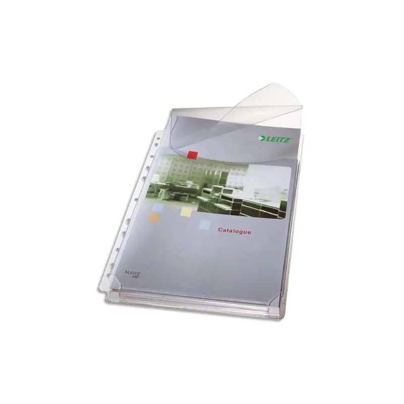 LEITZ Sachet de 5 pochettes plan en PVC 170 µ grainé, peut contenir jusqu'à 200 feuilles