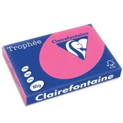 CLAIREFONTAINE Ramette de 500 feuilles papier couleur TROPHEE 80 grammes format A3 Rose Fuchsia 1898