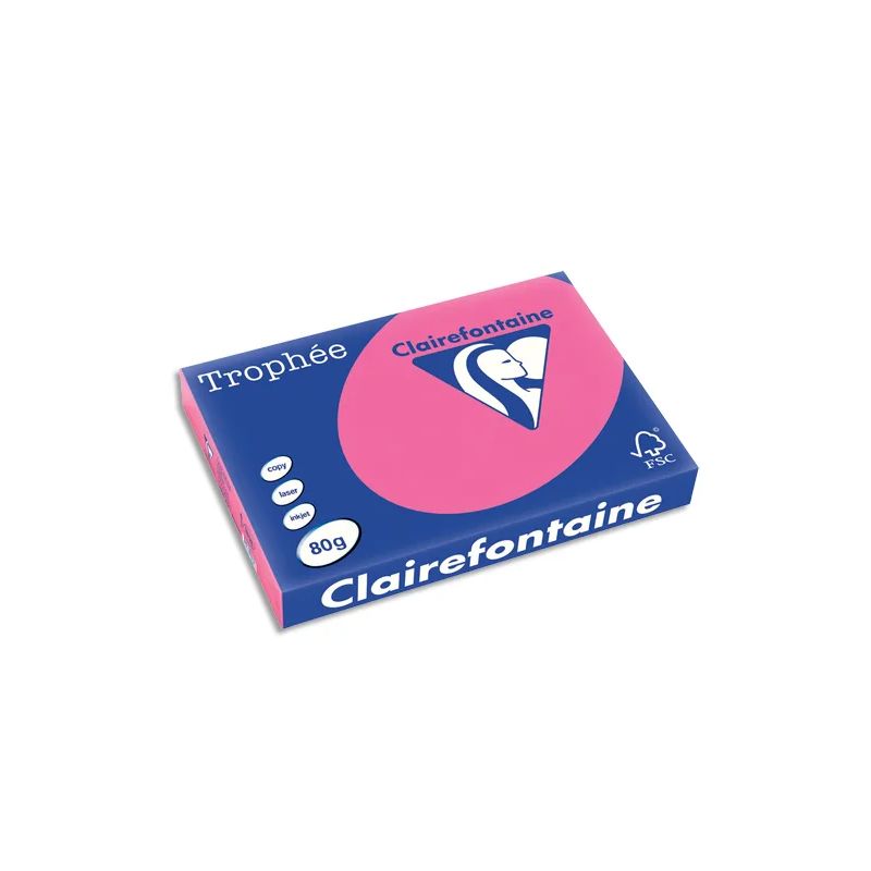 CLAIREFONTAINE Ramette de 500 feuilles papier couleur TROPHEE 80 grammes format A3 Rose Fuchsia 1898