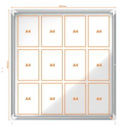 NOBO Vitrine d'affichage extérieure magnétique Premium Plus, à clé, capacité 12 feuilles A4, 1902581