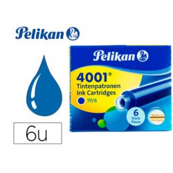 Cartouche pelikan courte standard bleu effaçable étui 6 unités.