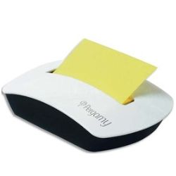 PERGAMY Dévidoir Z-note transparent rechargeable + 1 bloc Z-note 100 feuilles 7,6 x 7,6 cm coloris Jaune