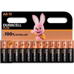 DURACELL Piles alcalines AA Plus 100%, 1,5V LR6 MN1500, lot de 12 piles