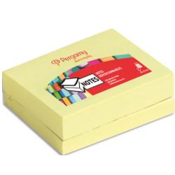 PERGAMY Lot de 12 blocs de 100 feuilles repositionnables dimensions 3,8x5,1cm. Coloris jaune