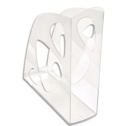 Porte-revues ECO en polystyrène, Cristal - Dos 7,7 cm, H25,7 x P24,8 cm