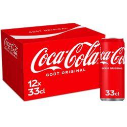 Pack de 12 canettes 33cl COCA-COLA Original Boisson gazeuse aux extraits végétaux