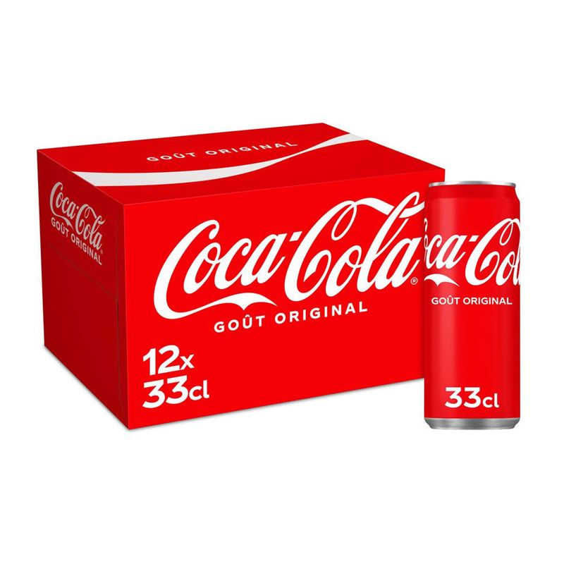 Pack de 12 canettes 33cl COCA-COLA Original Boisson gazeuse aux extraits végétaux