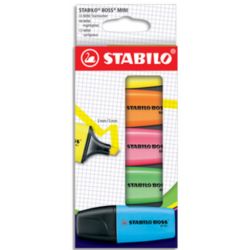 STABILO BOSS MINI surligneur pointe biseautée - Etui carton de 5 surligneurs - Coloris assortis