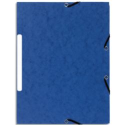 EXACOMPTA Chemise 3 rabats et élastique carte marbrée recyclée 4/10e 355gr. Format 24x32cm. Coloris Bleu