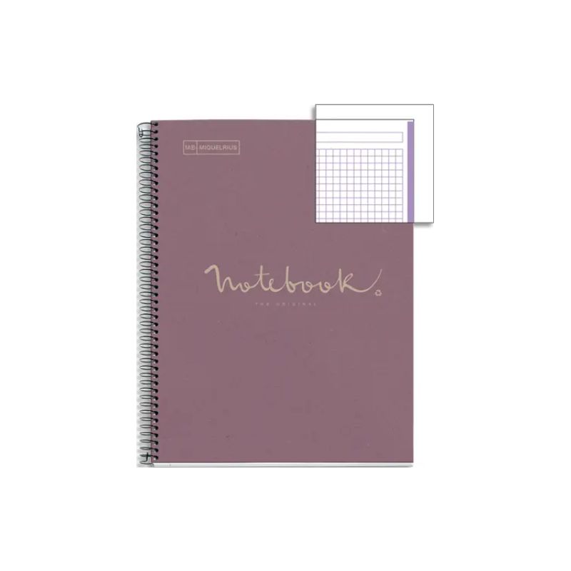 MIQUELRIUS Cahier carte spirale ECO EMOTION 21x29,7cm 160 pages 80g 5x5. Coloris lavande