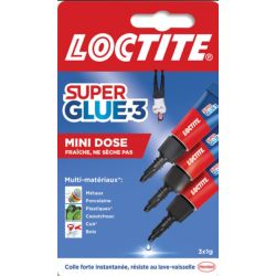 SUPER GLUE Blister de 3 tubes 1g de colle liquide instantanée SUPERGLUE Original