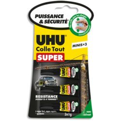 UHU 3 mini-tubes 1g de colle Strong and Safe
