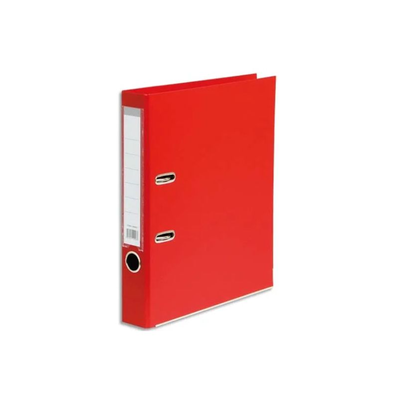 Classeur à levier en polypropylène intérieur/extérieur. Dos 5 cm. Format A4. Coloris Rouge.