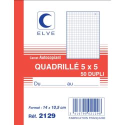 Manifold autocopiant elve 105x148mm quadrillé 5x5 foliotage 50 duplis.