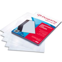 PERGAMY Boîte de 100 plats de couverture PVC A4 150 microns transparents 900053