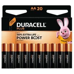 DURACELL Piles alcalines AA LR6 Plus, 1,5V lot de 20 piles 5019138