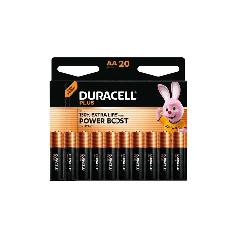 DURACELL Piles alcalines AA LR6 Plus, 1,5V lot de 20 piles 5019138