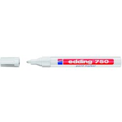 Marqueur edding permanent peinture e750 pointe moyenne 2/4mm encre laquée opaque tous supports résistant chaleur blanc.