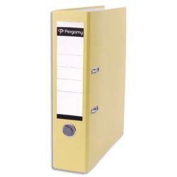 PERGAMY Classeur à levier en polypropylène extérieur/intérieur papier. Dos 8cm. Coloris Jaune