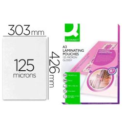 Pochette plastification q-connect à chaud économique format a3 125 microns boîte 100 unités.